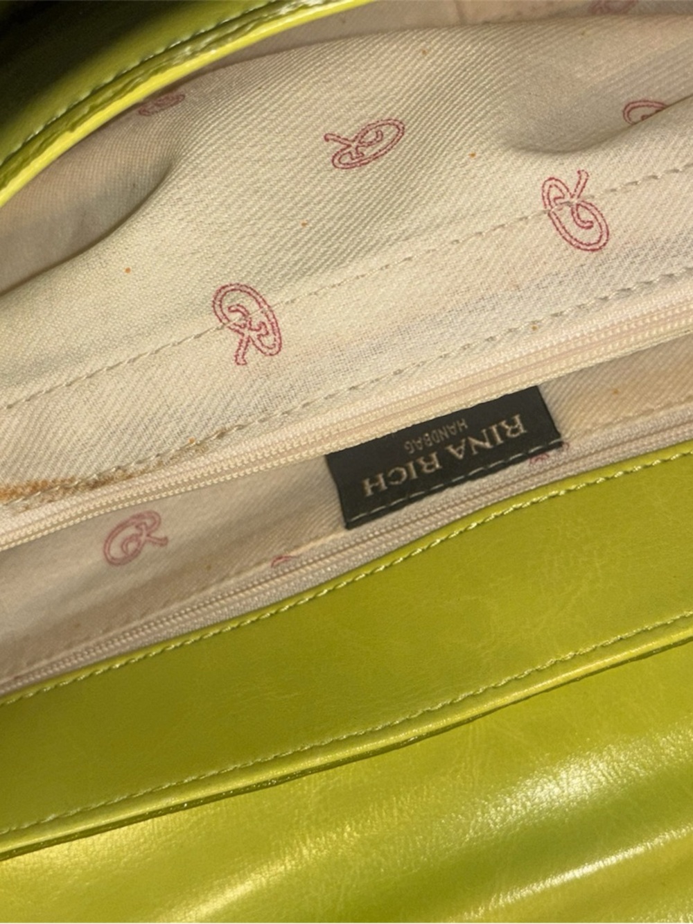 Chartreuse Rina Rich Faux Leather Shoulder Bag 💚 Y2K - Picture 7 of 14
